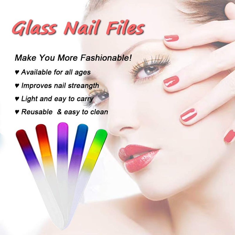 LUOTIVON 20 Pcs Glass Nail File Bulk with Plastic Sleeve, Crystal Fingernail Files Set, Double Sided Finger Nail Files, Professional Manicure Nail Care for Women Girls, Christmas Gifts Stocking Stuffers - Image 4